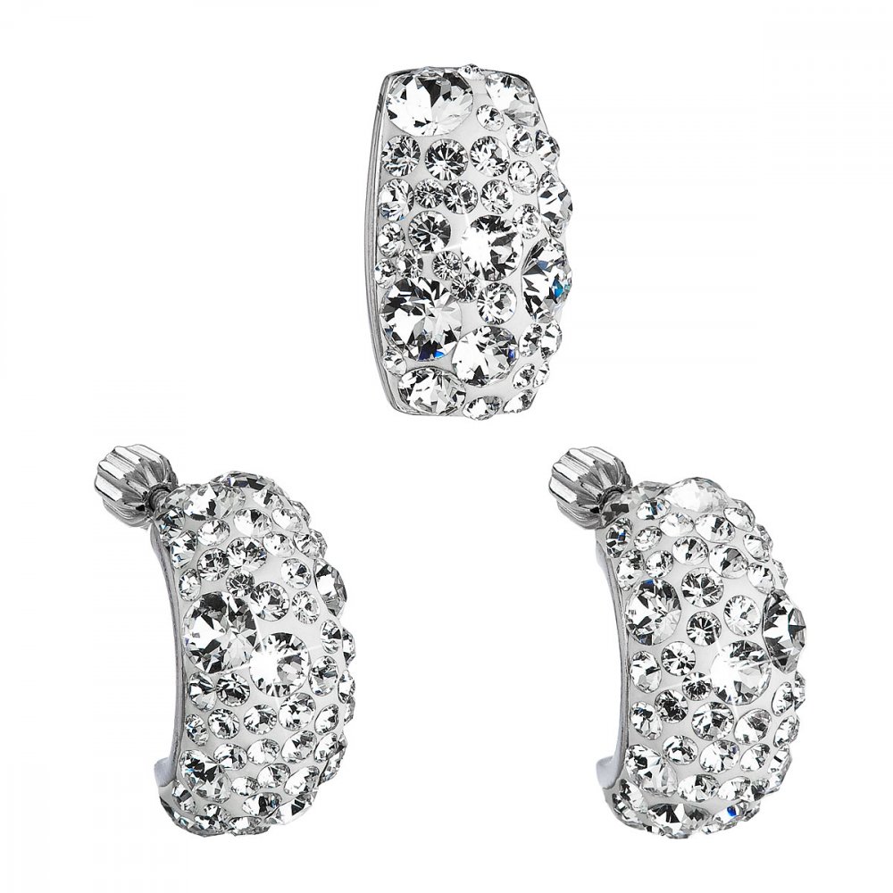 Sada šperků s krystaly Swarovski náušnice a přívěsek bílý obdélník 39116.1 Krystal