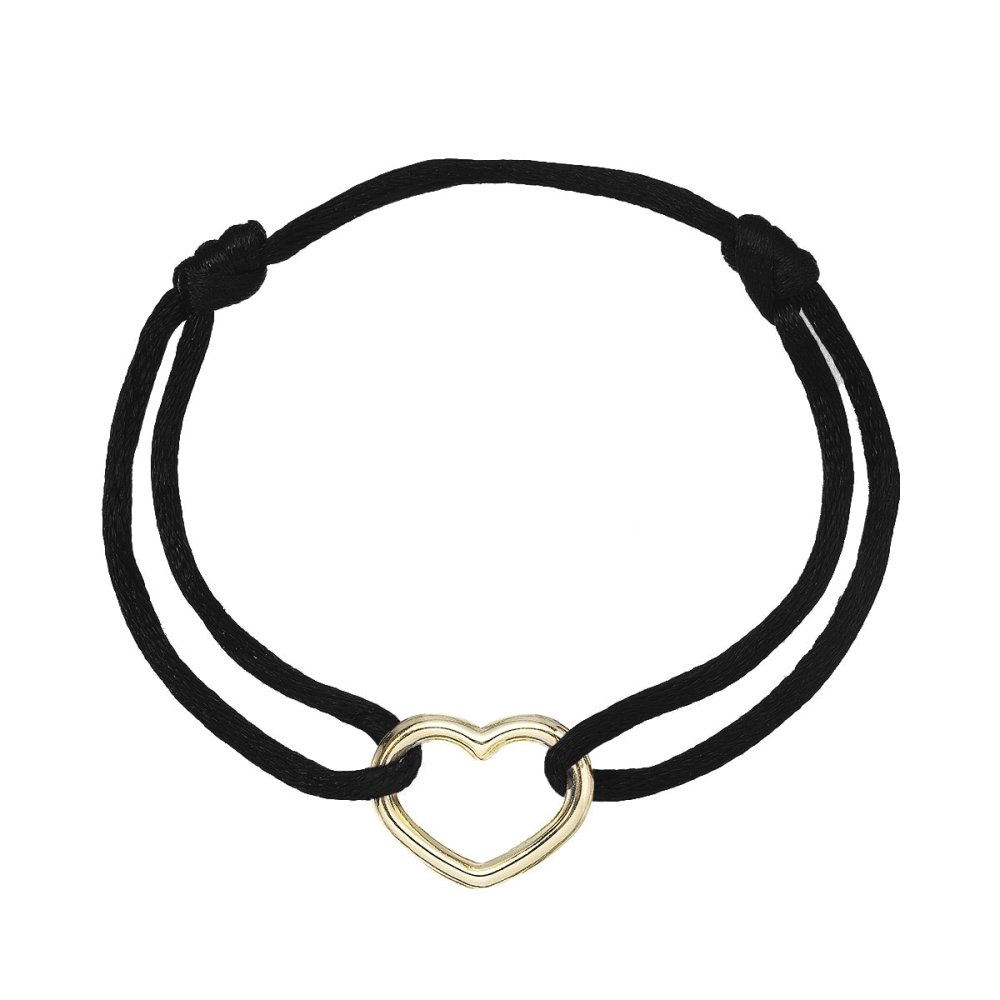 Kabbalah náramek s pozlaceným srdcem 13093.3 black