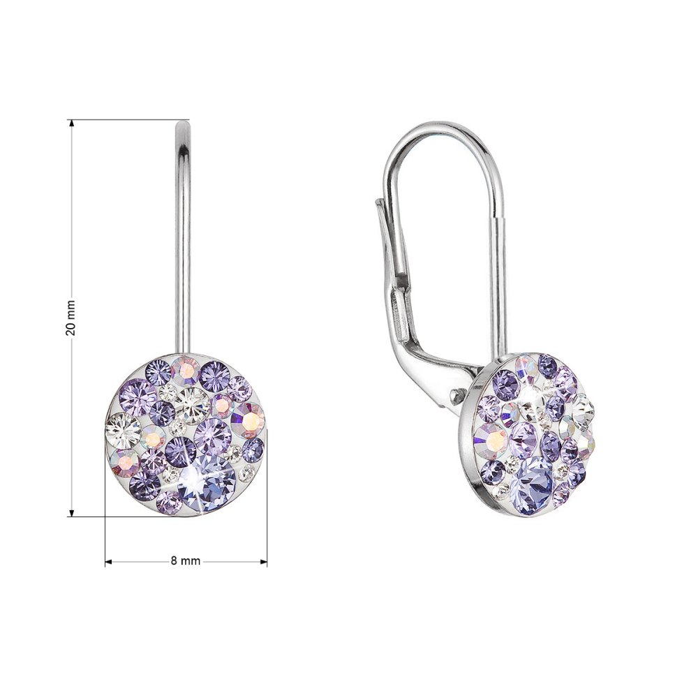 Levně Stříbrné náušnice visací s krystaly Swarovski fialové malé 31321.3 violet