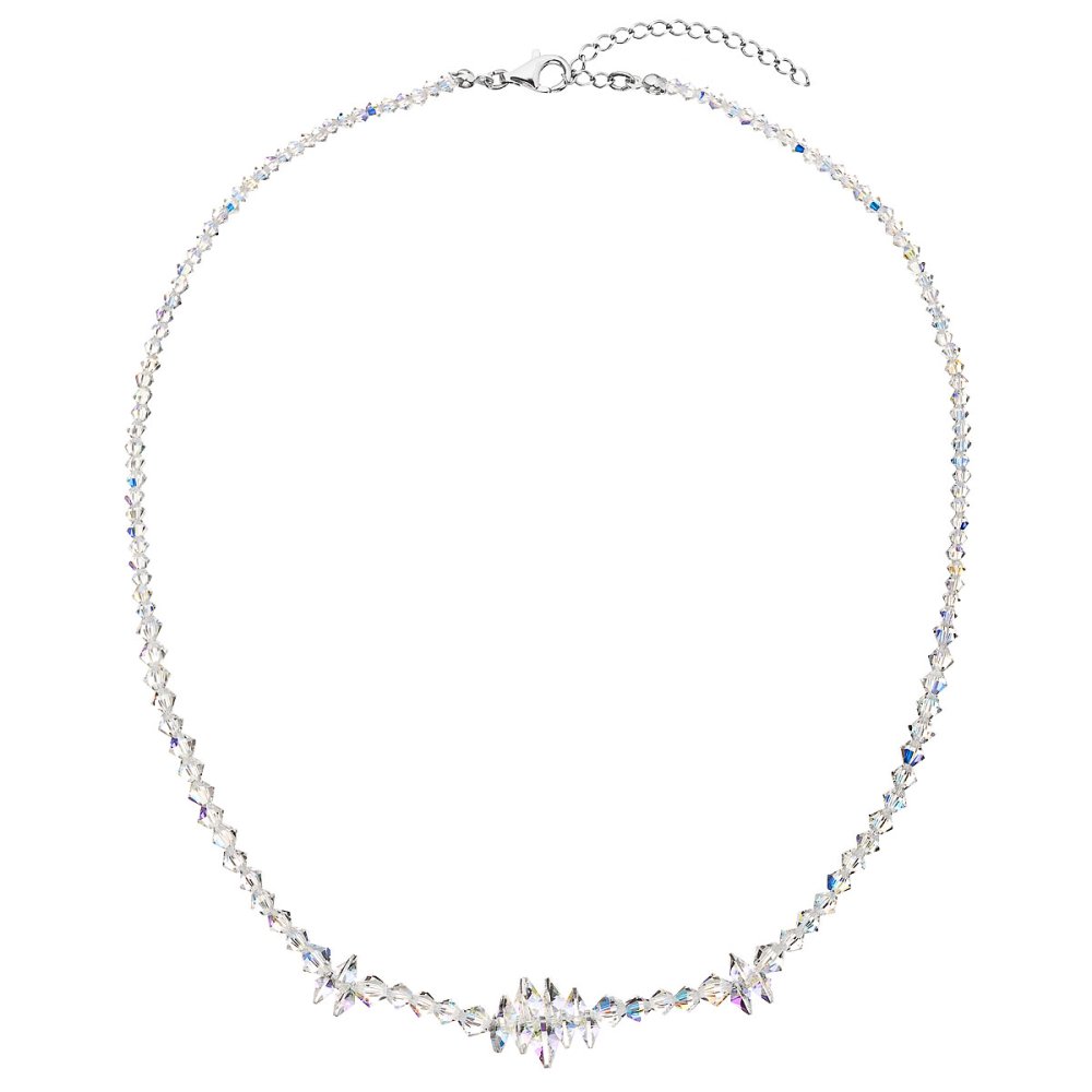 Stříbrný náhrdelník s krystaly Swarovski AB efekt hrozen 32064.2 AB