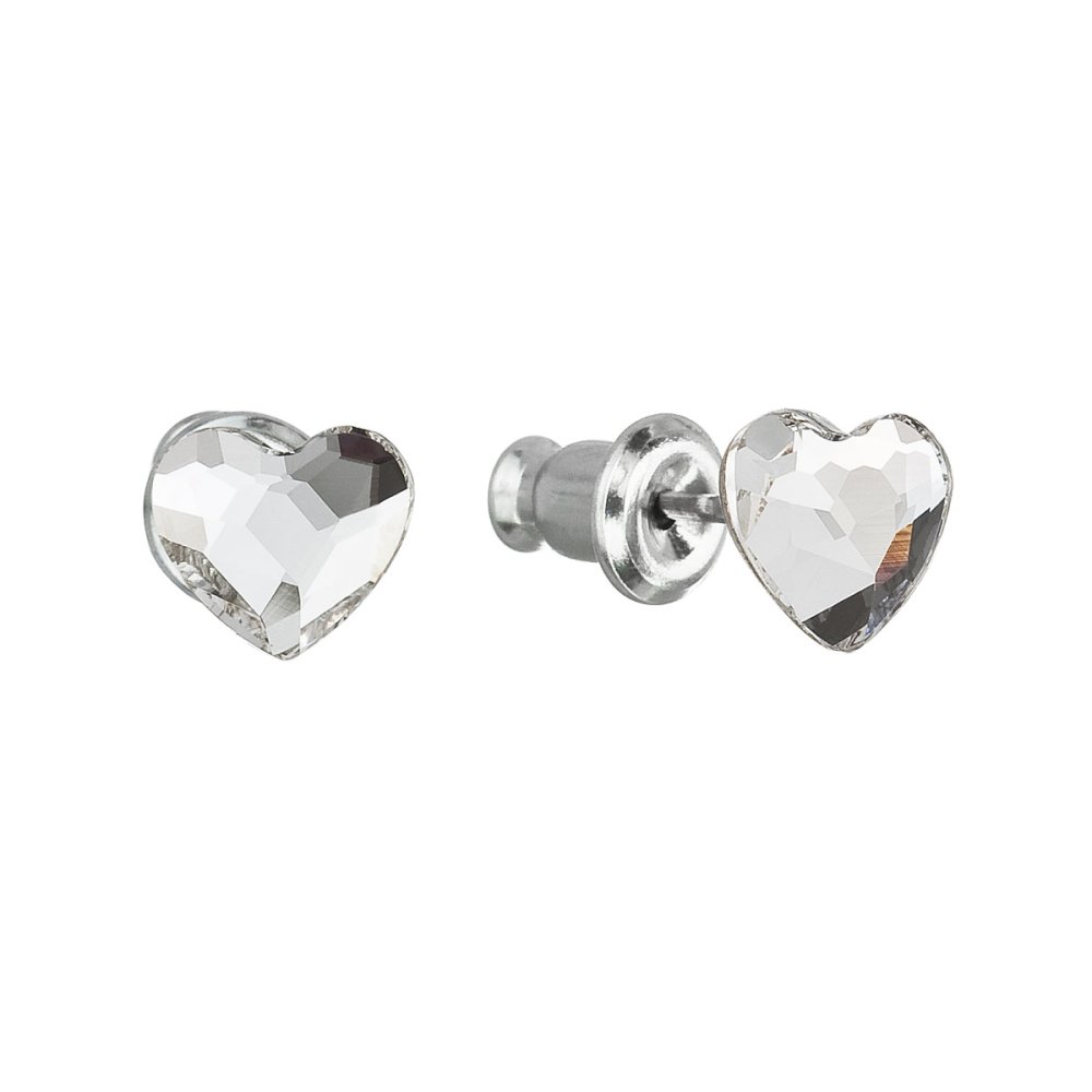 Levně Náušnice se Swarovski Elements srdíčko 51050.1 Krystal 6 mm