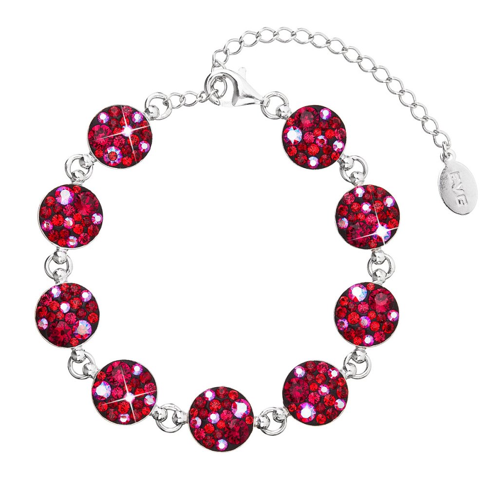 Levně Stříbrný náramek se Swarovski krystaly červený 33048.3 Cherry