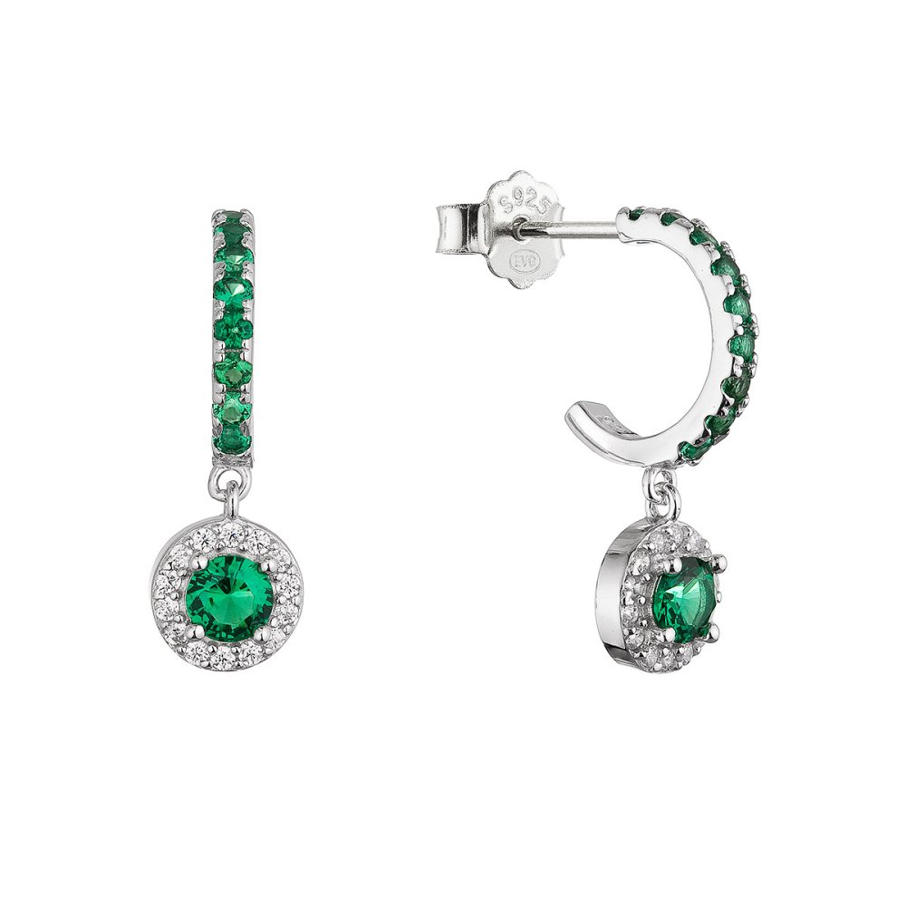Stříbrné náušnice se zelenými zirkony 11794.3 emerald