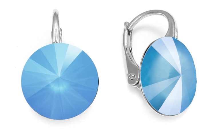Levně Náušnice modré Rivoli se Swarovski Elements Sweet Candy K112212SB Summer Blue 12 mm