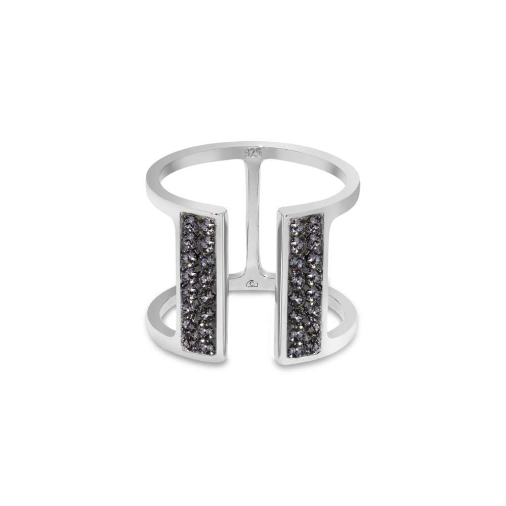 Prsten šedý se Swarovski Elements Radiance PFMP2SN Silver Night 54 - 56