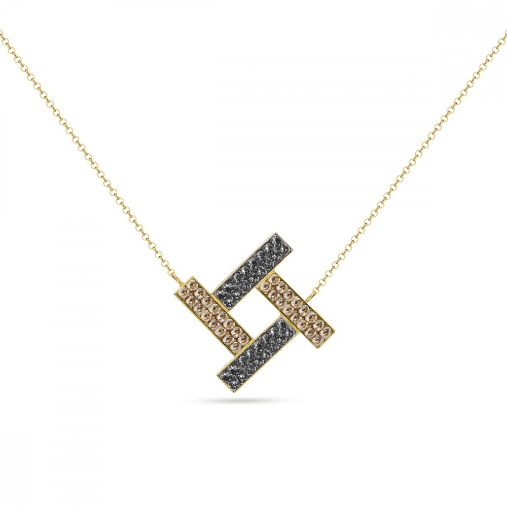 Levně Náhrdelník šedý se Swarovski Elements Sol NGFMP4GSSN Silver Night