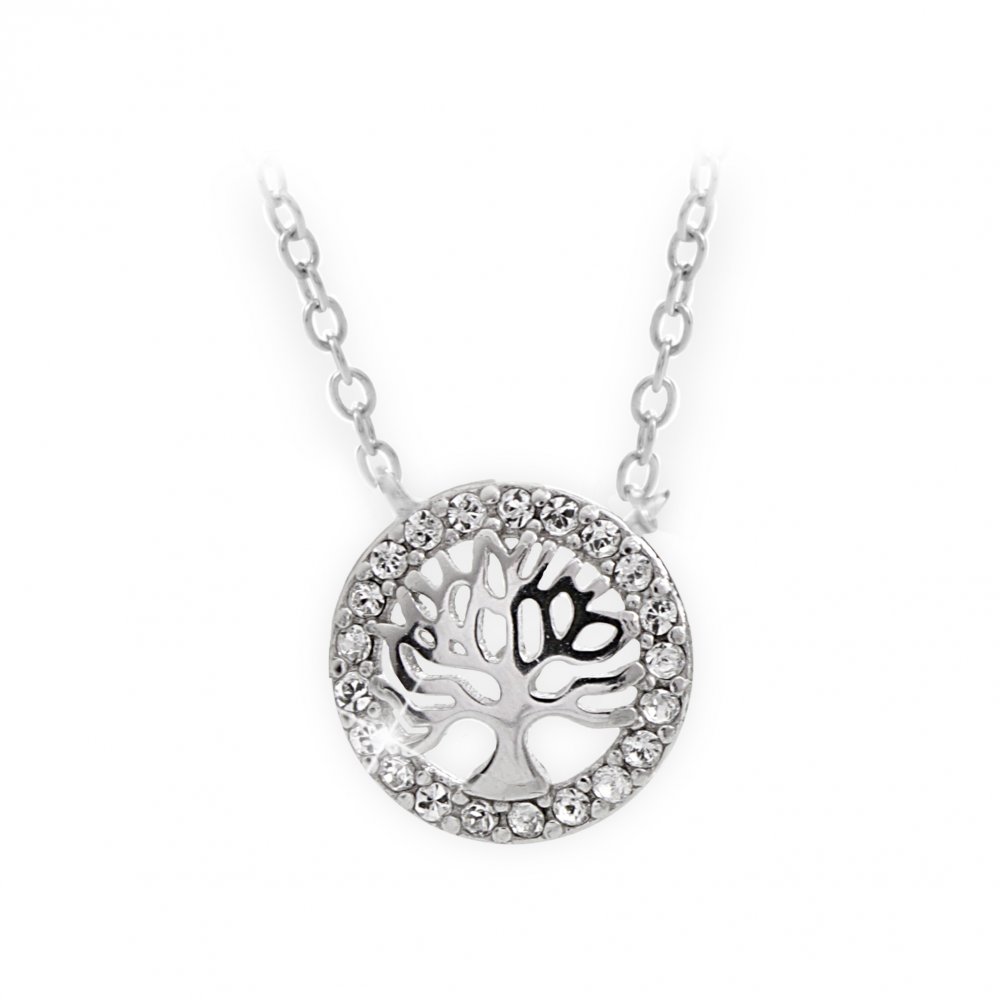 Stříbrný náhrdelník se Swarovski Elements strom života Krystal