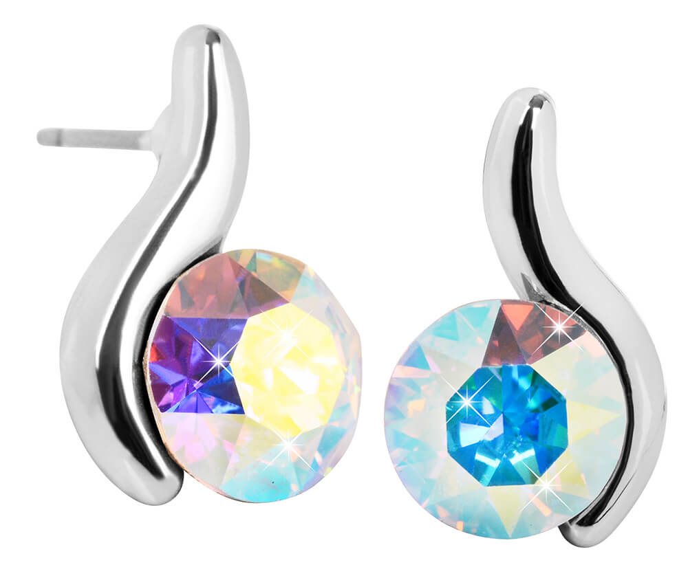 Náušnice se Swarovski Elements měnivá vlnka Krystal AB
