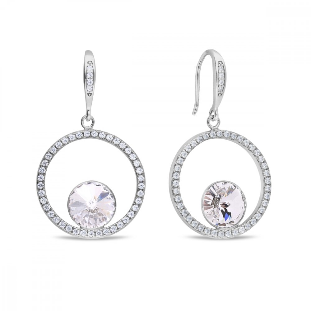 Stříbrné náušnice čiré se Swarovski Elements Orbita KWCD1122SS39C Krystal