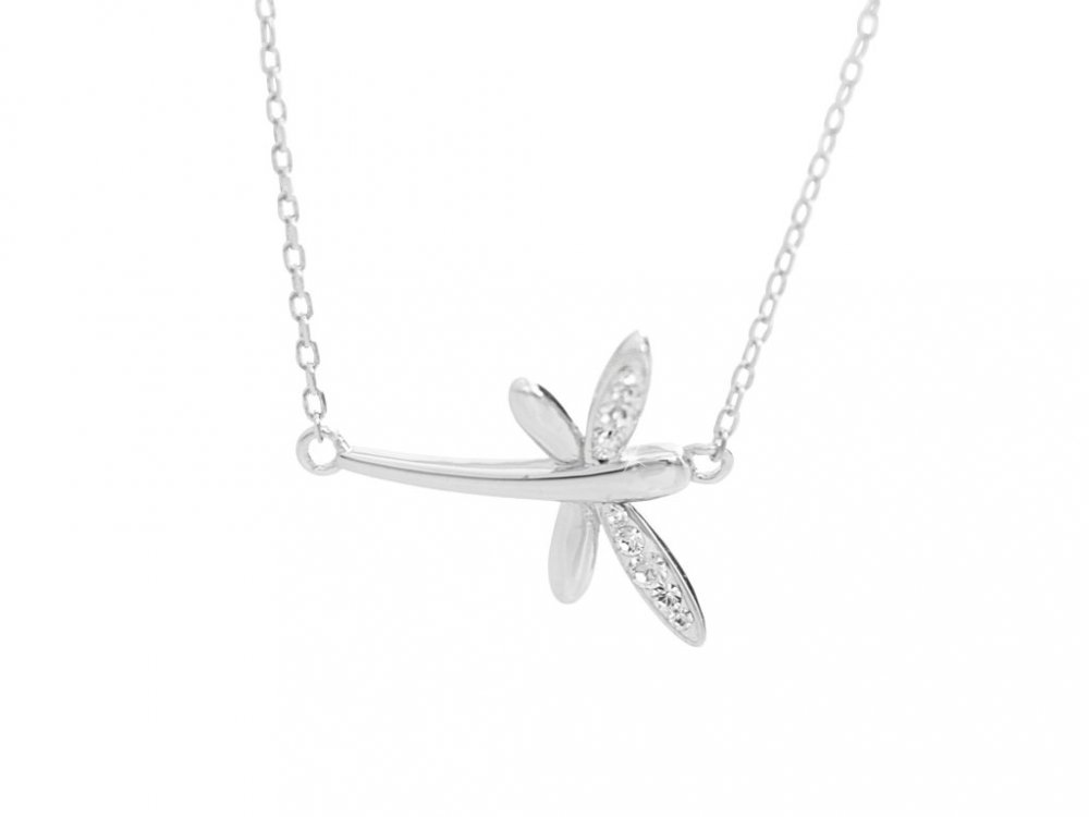 Stříbrný náhrdelník vážka se Swarovski Elements Krystal