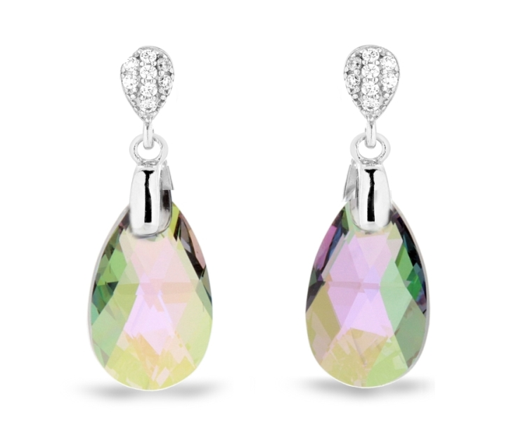 Stříbrné náušnice s krystaly Swarovski Elements měnivá kapka Dainty Drop KW610616PS Paradise Shine
