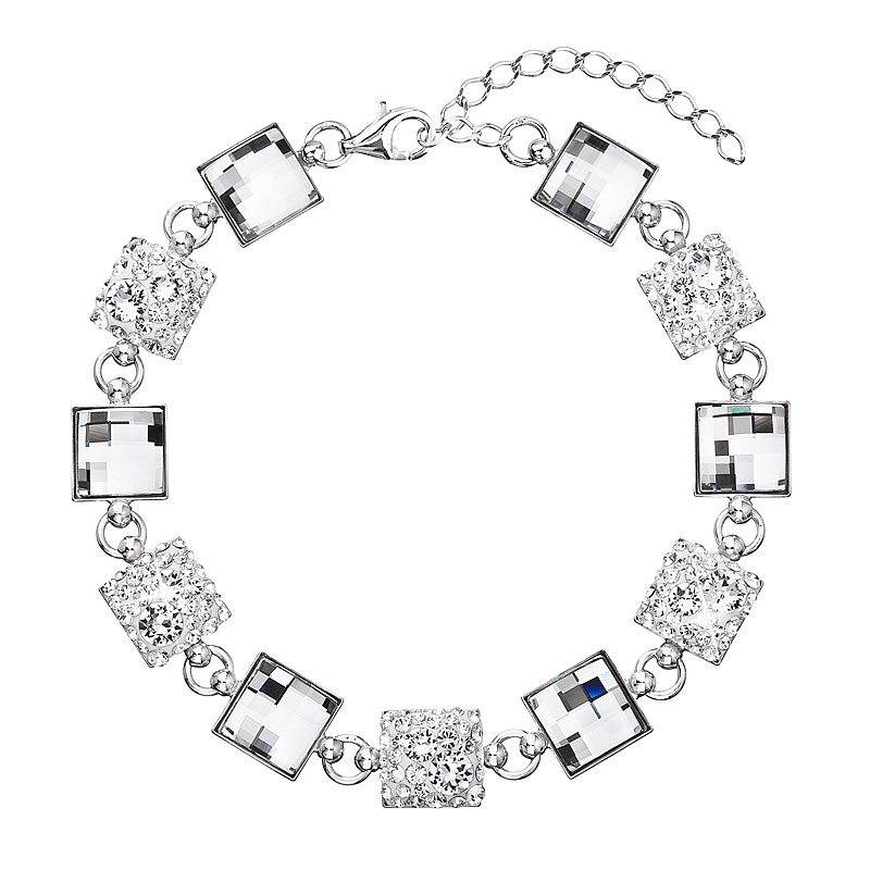 Stříbrný náramek se Swarovski krystaly bílý 33047.1 Krystal