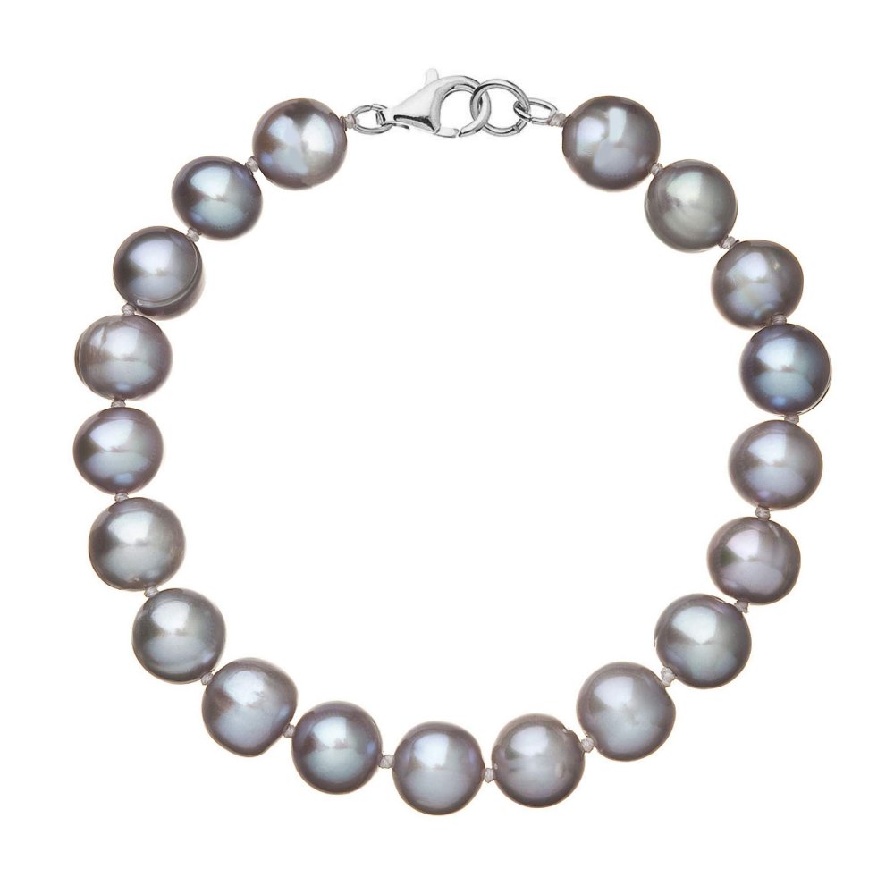 Perlový náramek z říčních perel se zapínáním z bílého 14 karátového zlata 823010.3/9260B grey,Perlový náramek z říčních perel se zapínáním z bílého 14