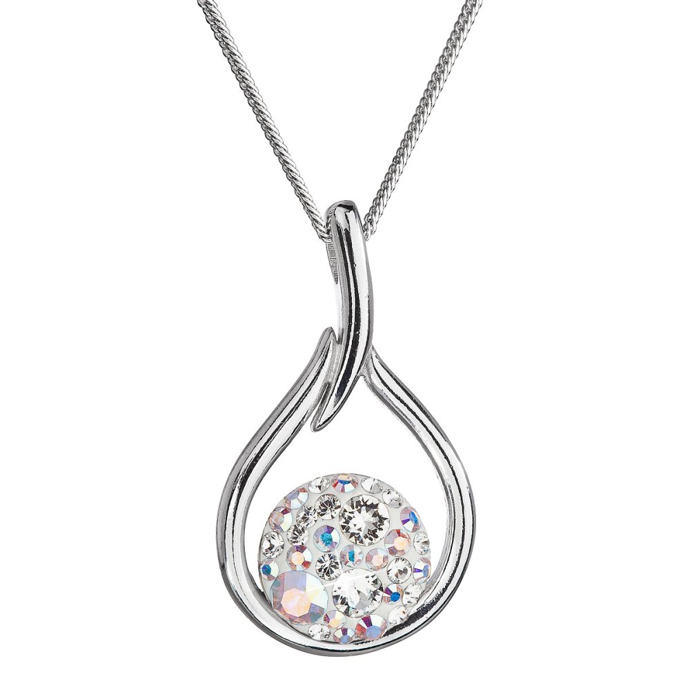 Levně Stříbrný náhrdelník se Swarovski krystaly měnivá kapka 32075.2 AB