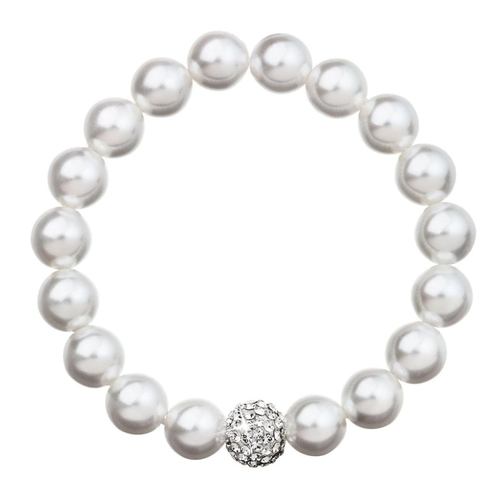 Levně Náramek perlový se Swarovski Elements 33074.1 Bílý