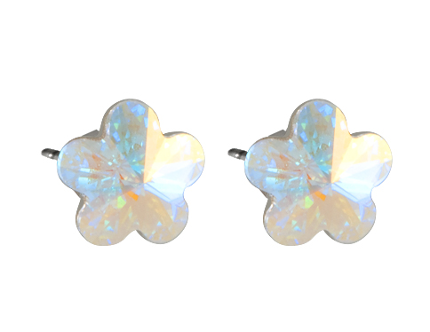 Náušnice se Swarovski Elements tvar květinka, pecky, duhové, 713856-ab