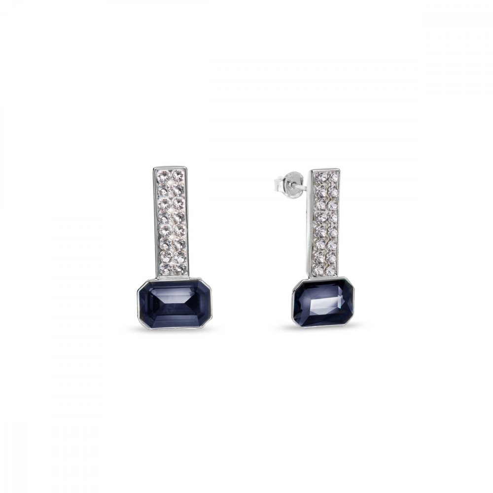 Levně Náušnice šedé se Swarovski Elements Royal Wand KFM2602CSN Silver Night