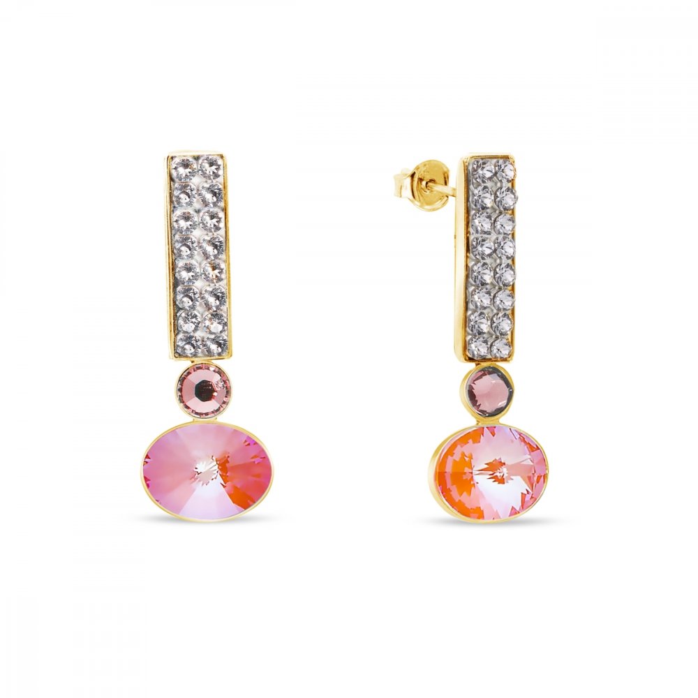 Náušnice oranžové se Swarovski Elements Lingo KGFM4122COGD Orange Glow DeLite