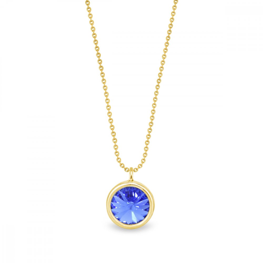 Náhrdelník modrý stříbrný pozlacený se Swarovski Elements Birthday Stone NBG1122SS29SA Sapphire