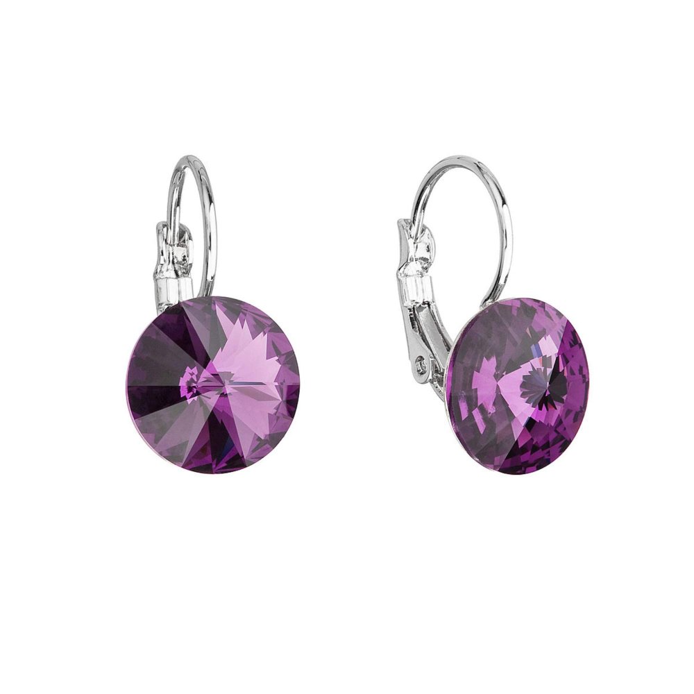 Náušnice Rivoli se Swarovski Elements Amethyst 12 mm