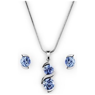 Souprava se Swarovski Elements vlnka modrá Light Sapphire