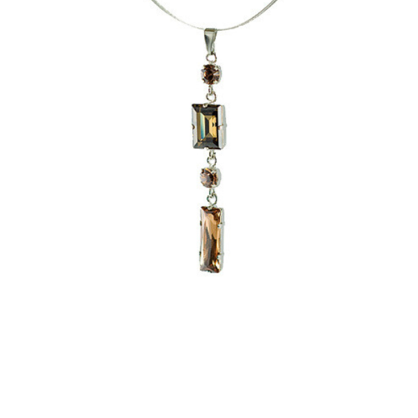 Náhrdelník se Swarovski Elements podélný Hnědý