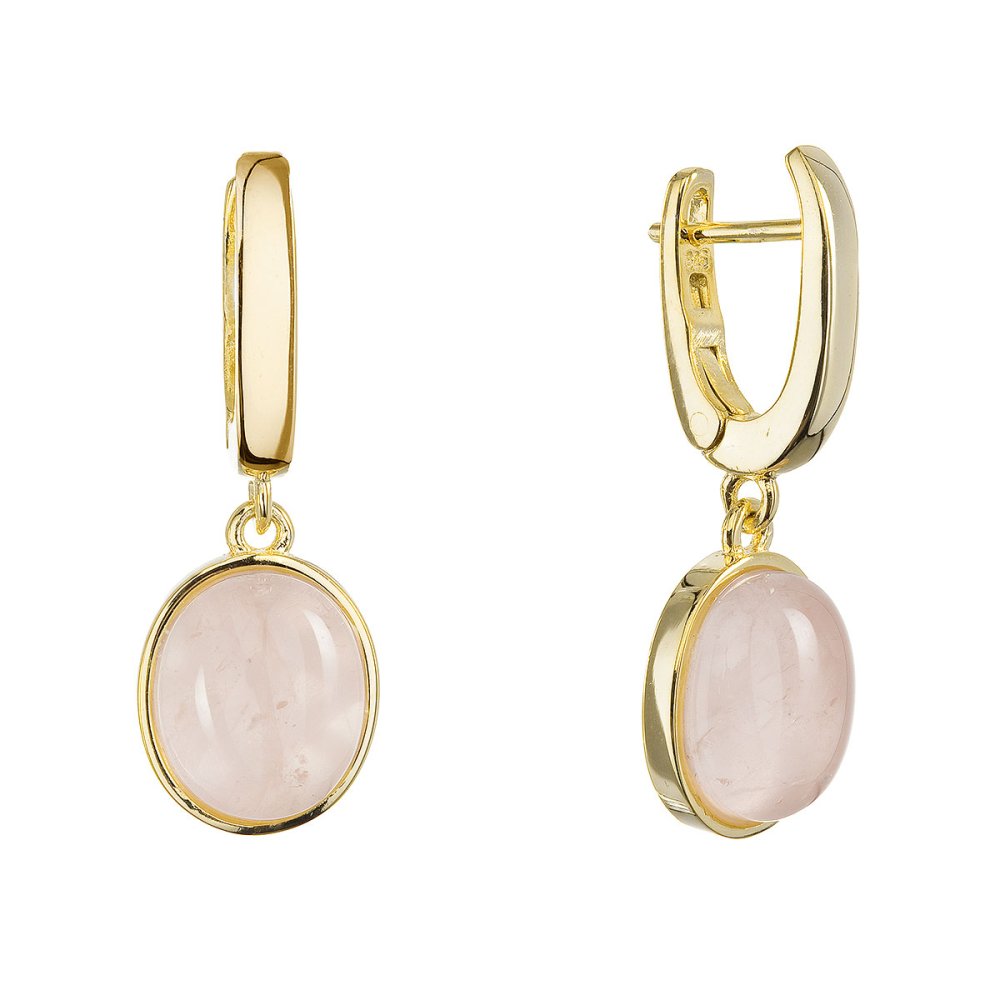 Pozlacené visací náušnice s pravým růženínem 11737.3