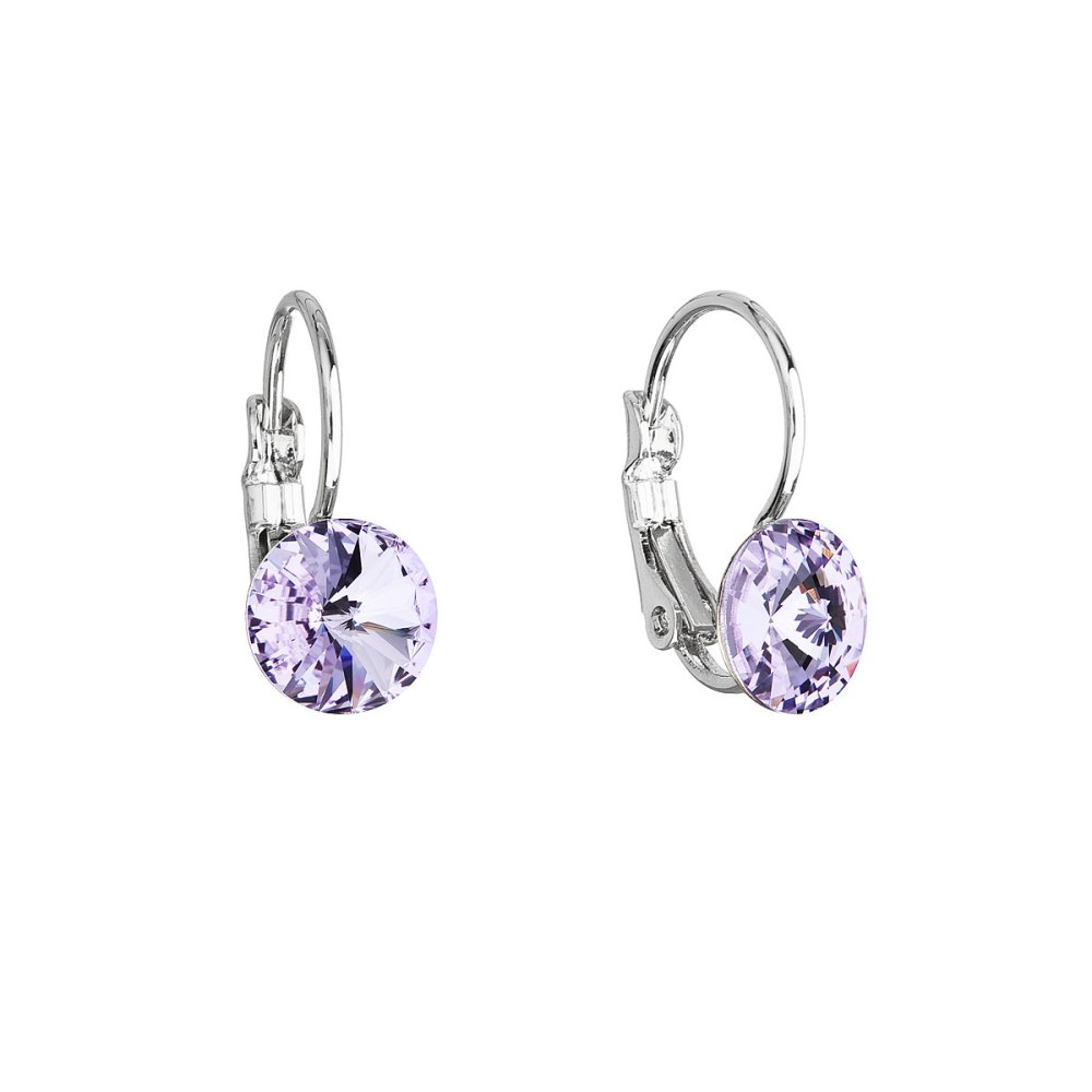 Levně Náušnice bižuterie s křišťály Preciosa fialové kulaté 51031.3 Violet