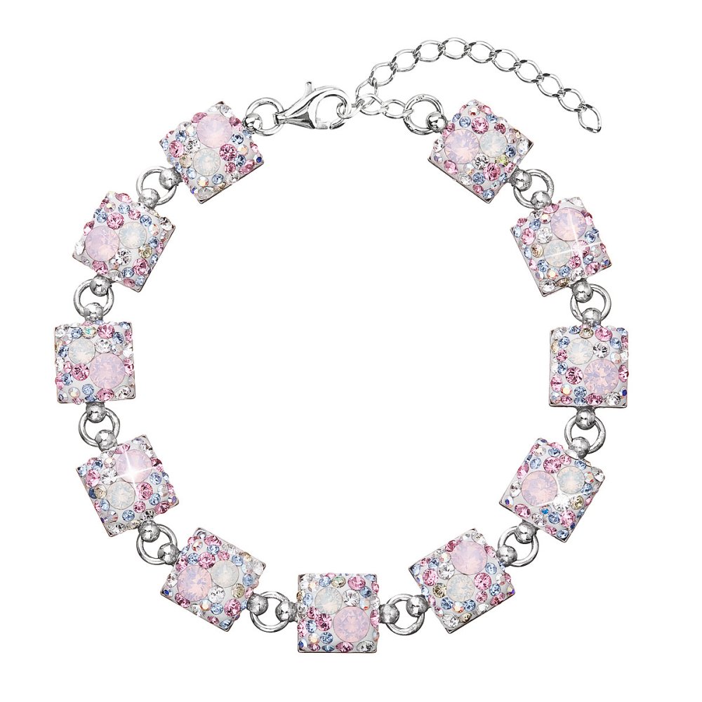 Levně Stříbrný náramek se Swarovski krystaly růžový 33047.3 Magic Rose