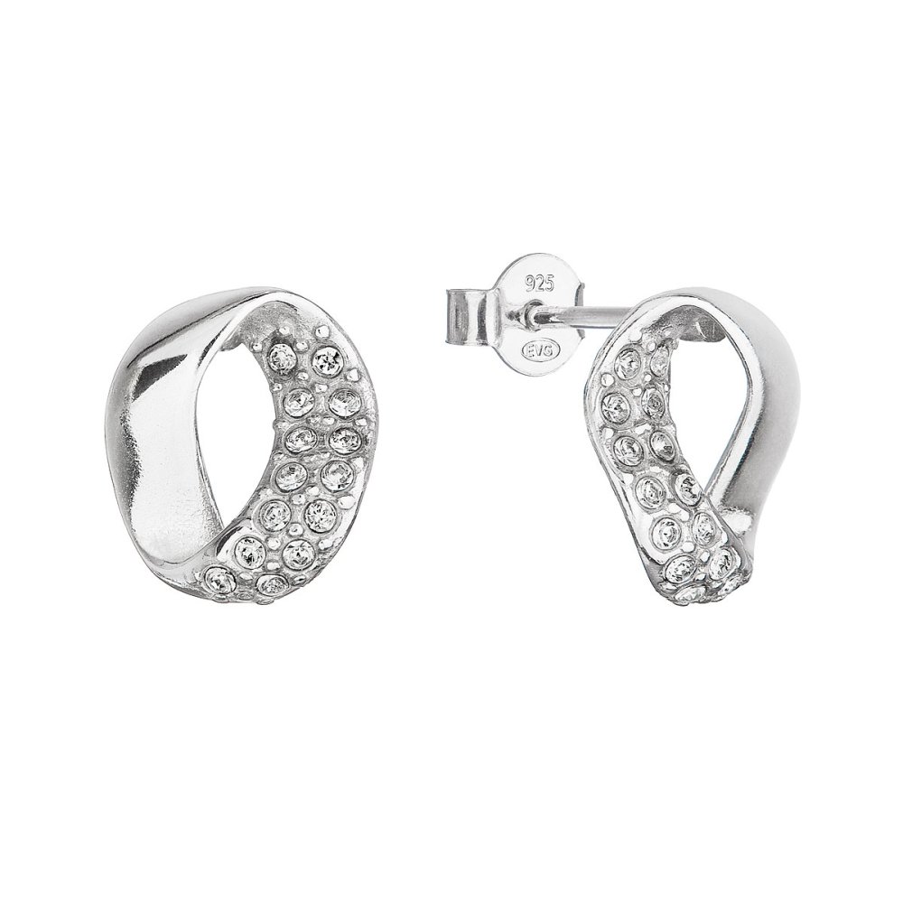 Stříbrné náušnice pecky s krystaly Swarovski oválné 31308.1 Krystal