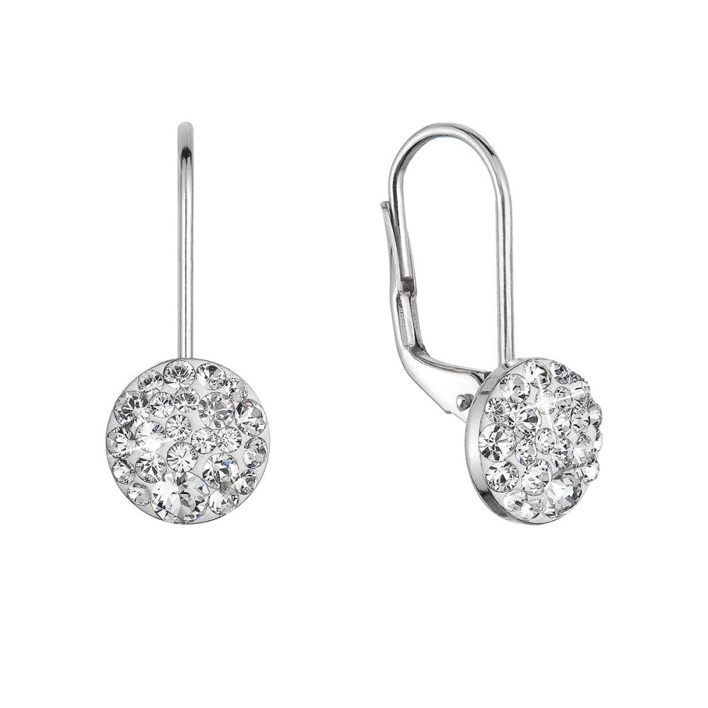 Levně Stříbrné náušnice visací s krystaly Swarovski bílé malé 31321.1 crystal