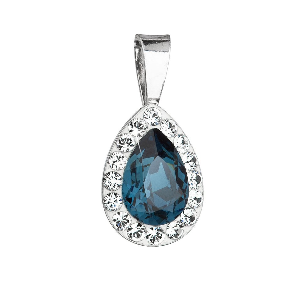 Stříbrný přívěsek s krystaly Swarovski modrá slza 34252.3 Montana