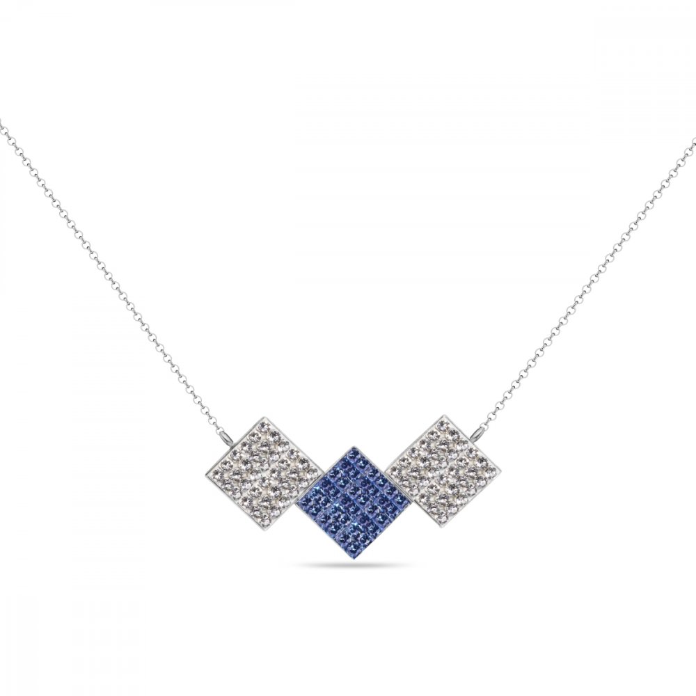 Levně Náhrdelník modrý se Swarovski Elements Glitter NKFM3CSA Sapphire