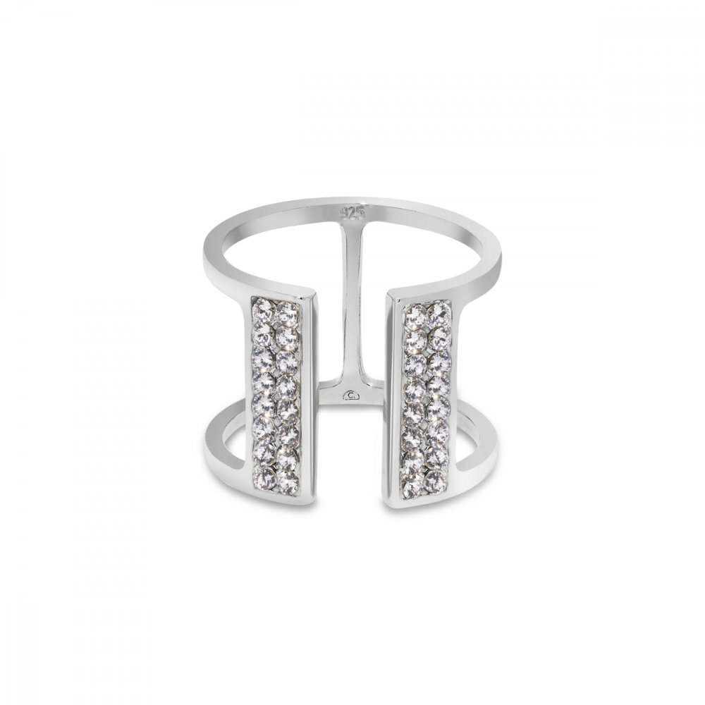 Prsten čirý se Swarovski Elements Radiance PFMP2C Krystal 54 - 56