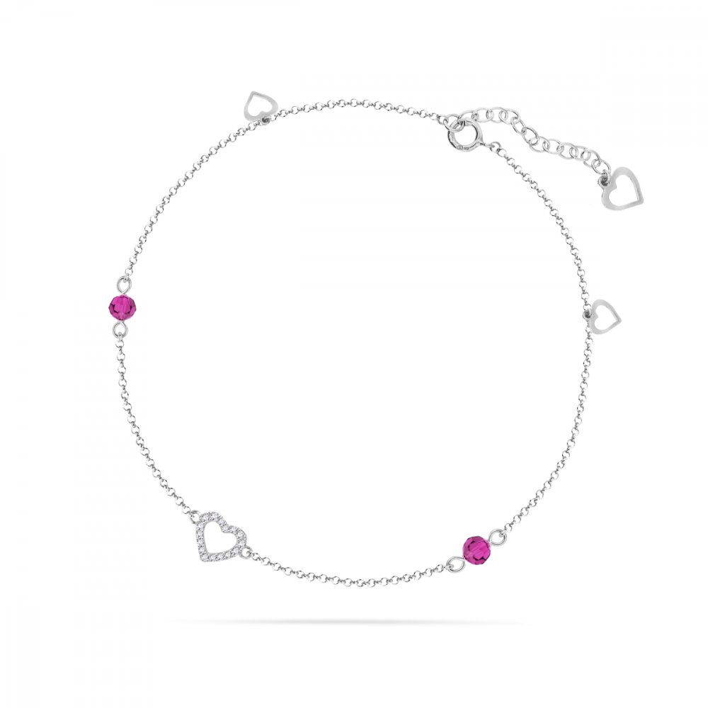 Řetízek na nohu růžový se Swarovski Elements Lilo BA210115000F Fuchsia