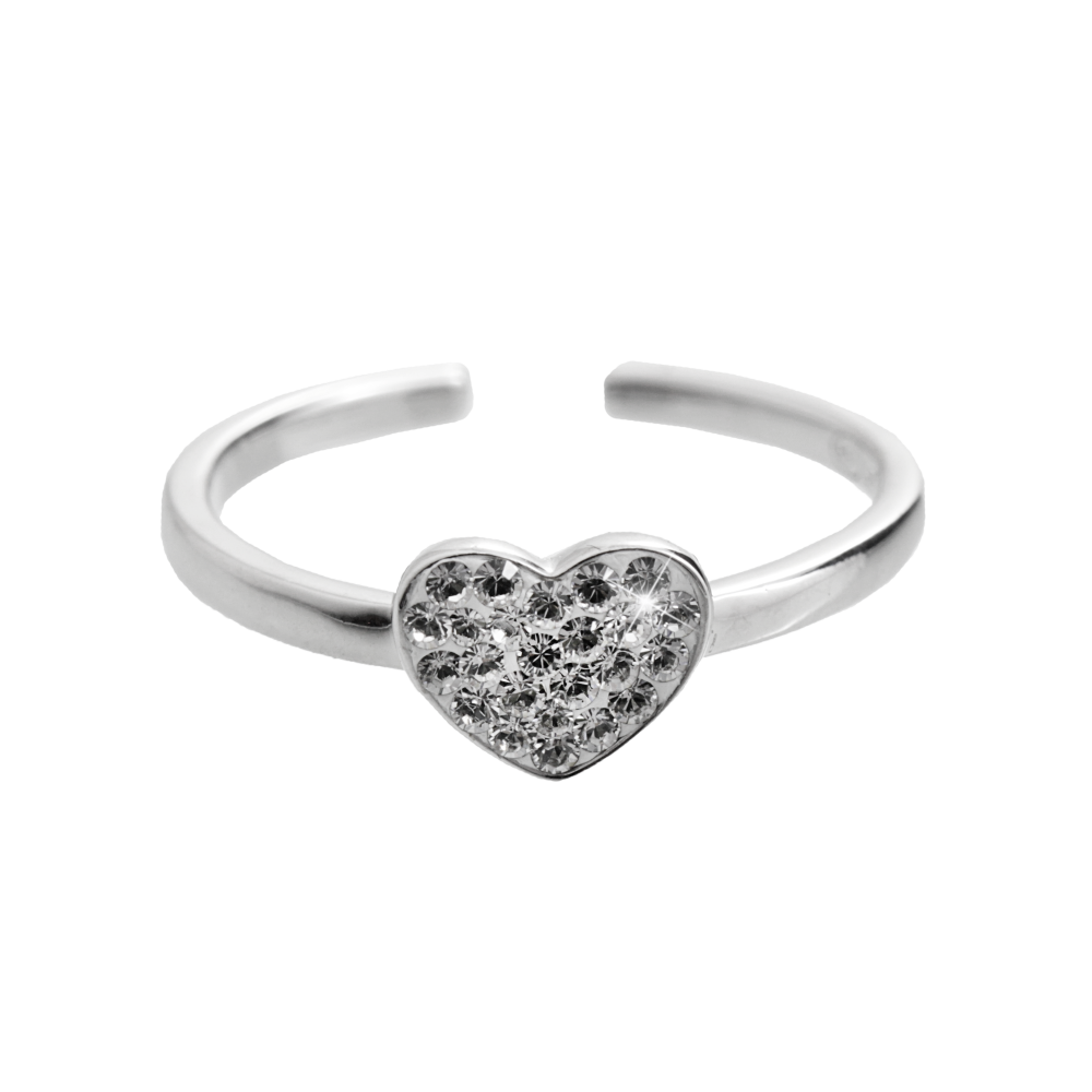 Prsten čirý se Swarovski Elements Srdce Krystal