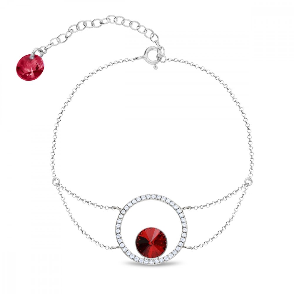 Levně Stříbrný náramek červený se Swarovski Elements Orbita BCD1122SS39SC Scarlet