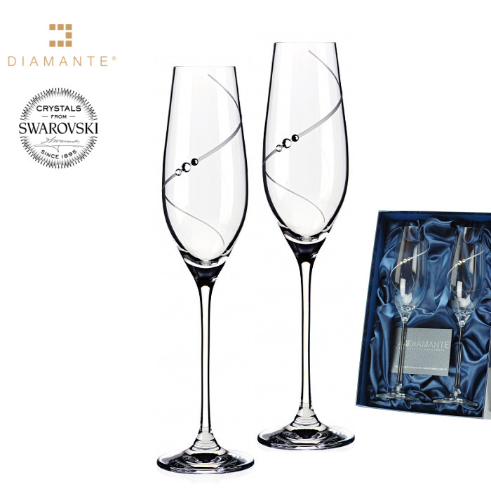 Levně Sklenice flétny na sekt se Swarovski Elements Silhouette 210 ml