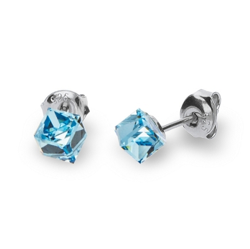 Náušnice se Swarovski Elements Small Cube Studs K48414AQ Aqua