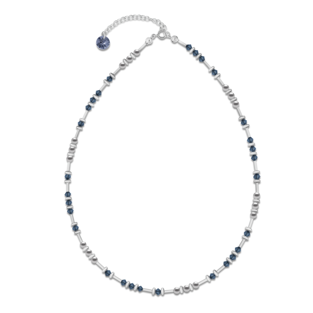 Levně Náhrdelník modrý se Swarovski Elements Clematis N58105328LGM Montana