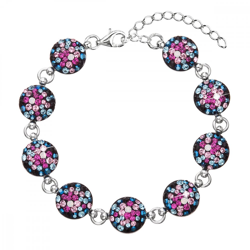 Stříbrný náramek se Swarovski krystaly mix barev 33048.4 Galaxy