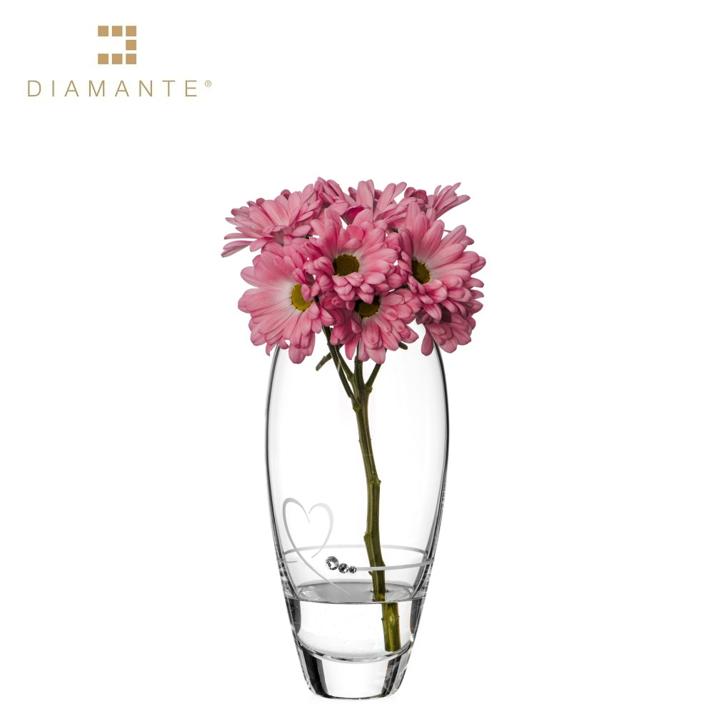 Levně Skleněná váza se Swarovski Elements srdce Petit Heart 18 cm