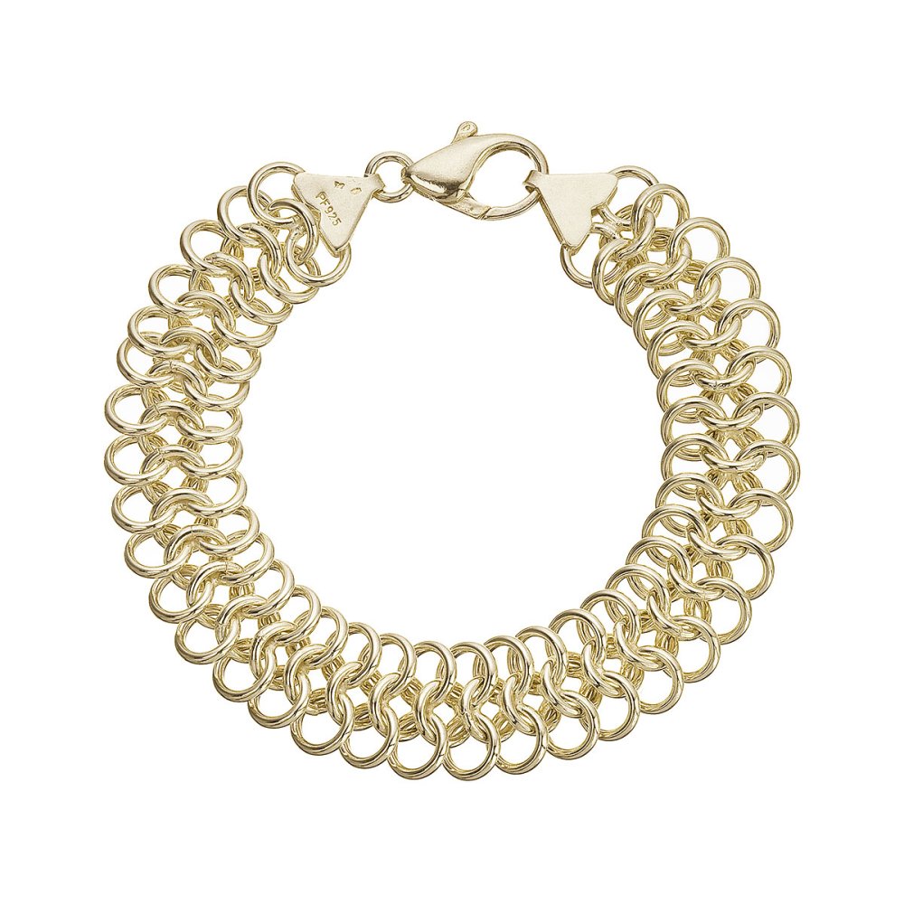 Propletený náramek z pozlaceného stříbra 73063