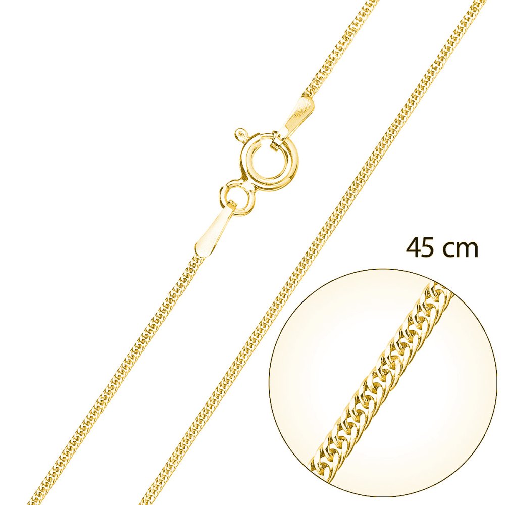 Levně Pozlacený stříbrný řetízek plochý délka 45 cm 30015