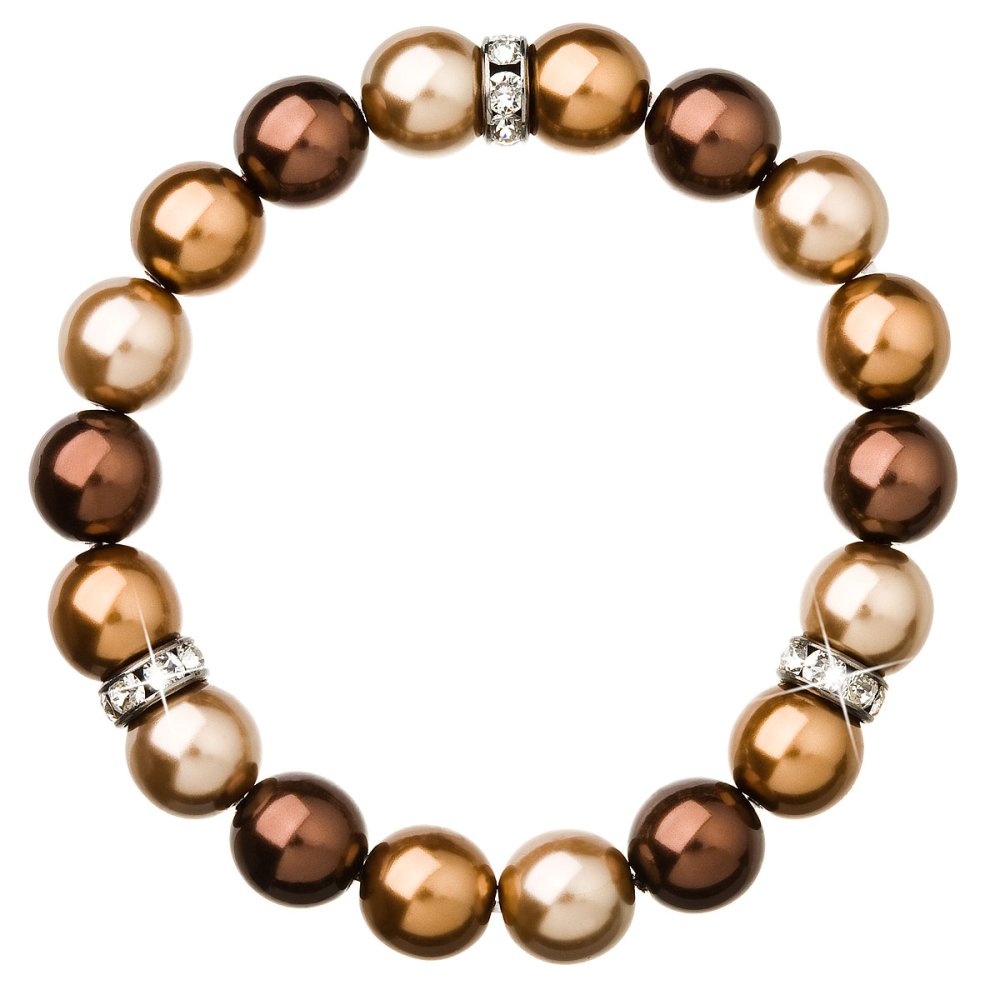 Levně Náramek se Swarovski Elements hnědá perla 33061.3 Brown