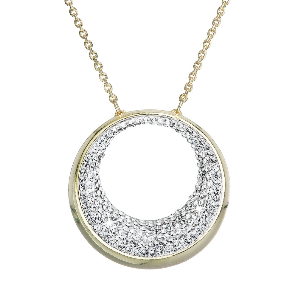 Levně Náhrdelník zlatý se Swarovski Elements kolečko 32026.1 Krystal Gold