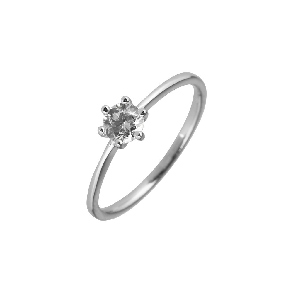 Stříbrný prsten s kulatým zirkonem bílý 15007.1 crystal 58