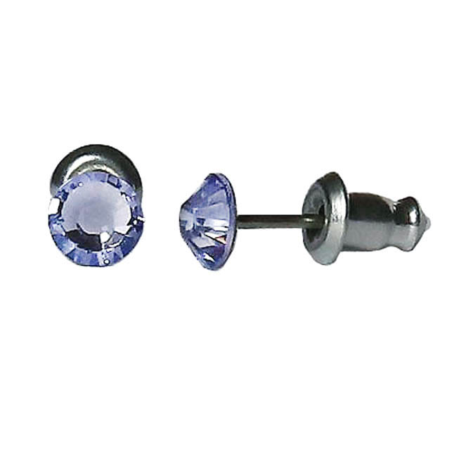 Náušnice Swarovski Elements s broušeným krystalem, visací, tvar tečka, světle fialové