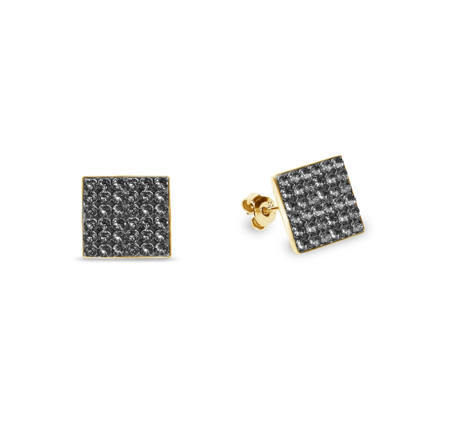 Náušnice šedé se Swarovski Elements Kingdom Studs KGFM6SN Silver Night