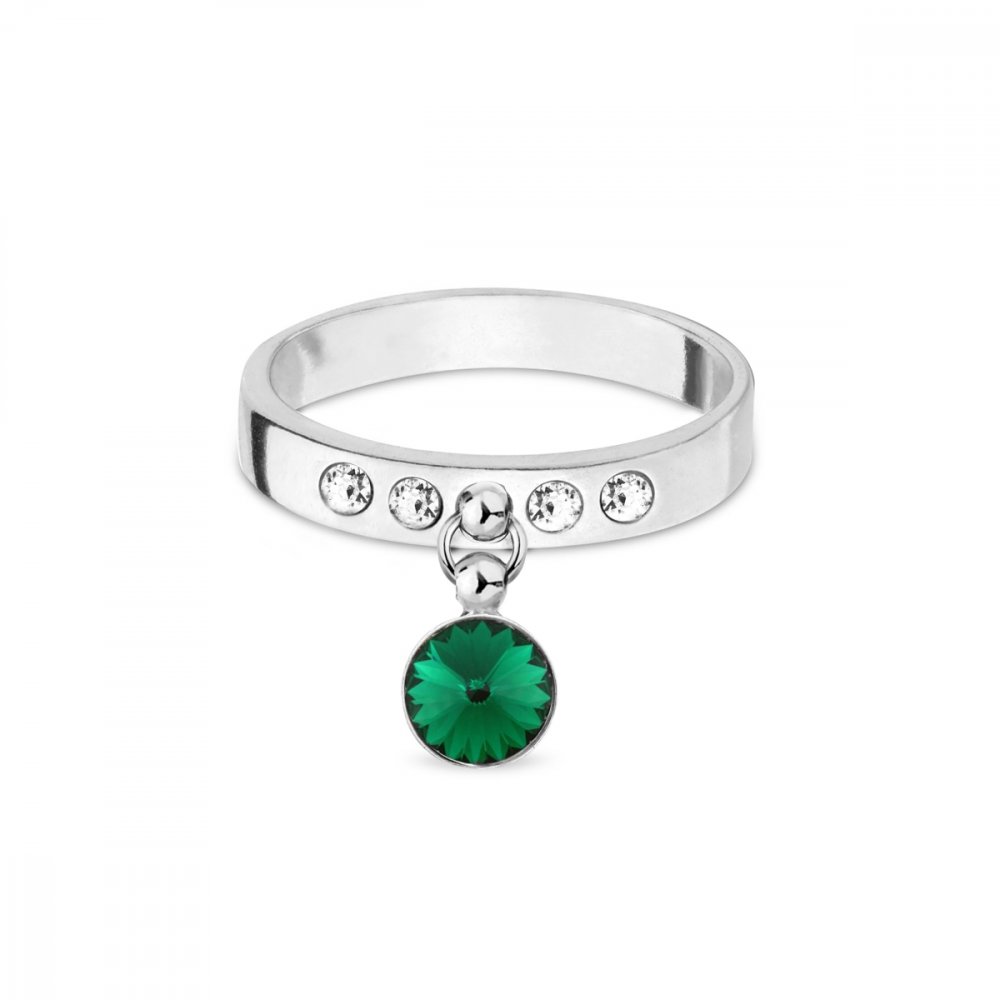 Prsten zelený se Swarovski Elements Glee PPKO1122SS29EMC Emerald 56